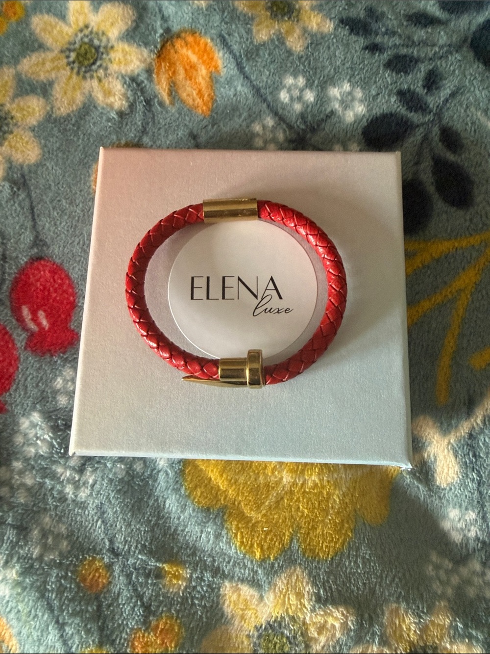 14 gold plated  leather strap so cute nails bracelet